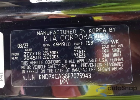 2023 Kia Sportage Hybrid Sx-Prestige from USA, damaged, VIN KNDPXCAG8P7075943